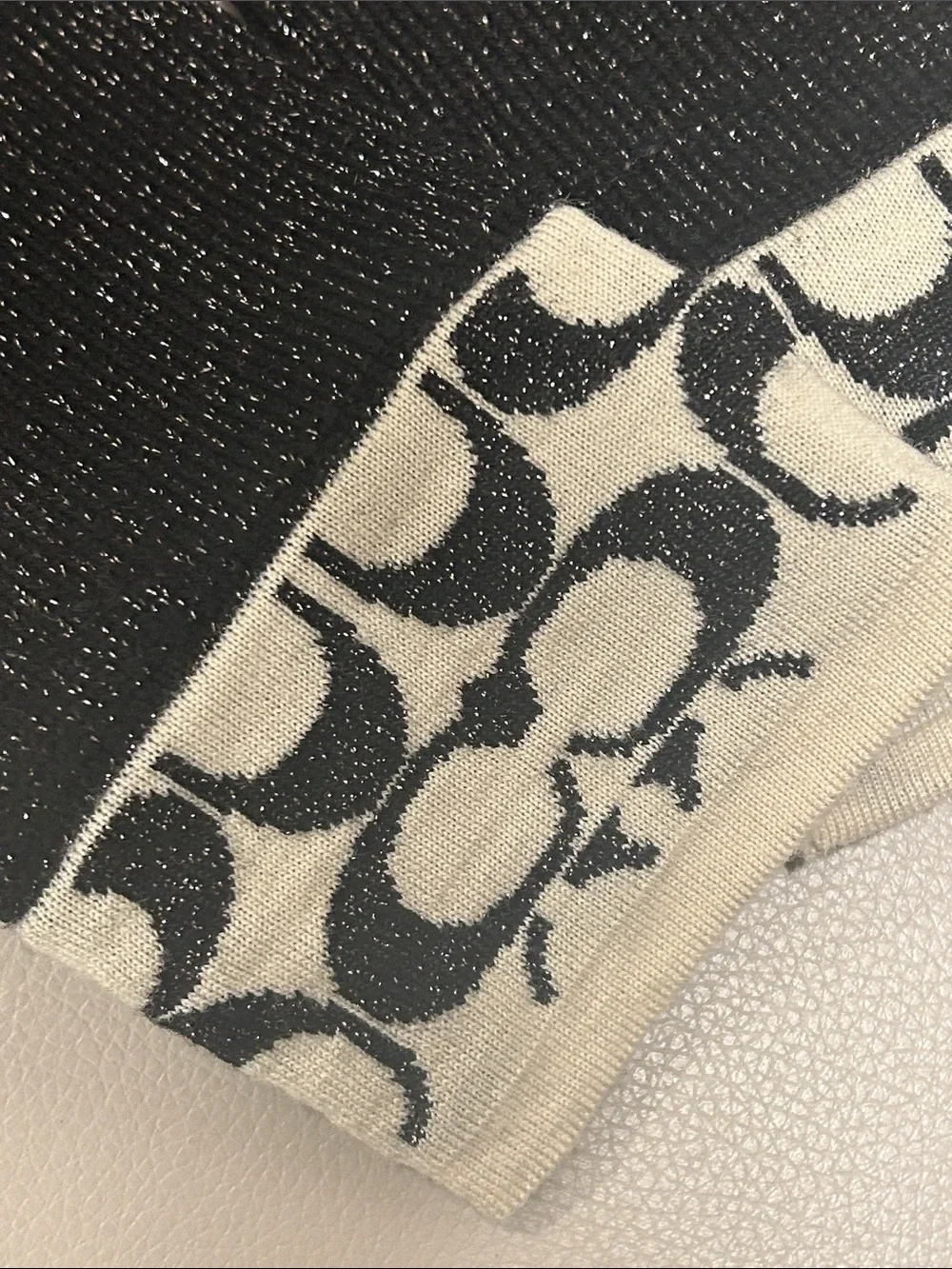 Coach Black Lurex Knit Gloves with Signature Pattern Cuffs - Picture 6 of 11